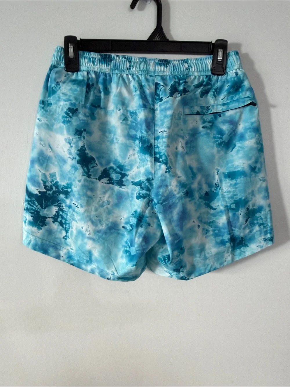 Men's Blue Tie-Dye Swim Trunks - Elastic Waist